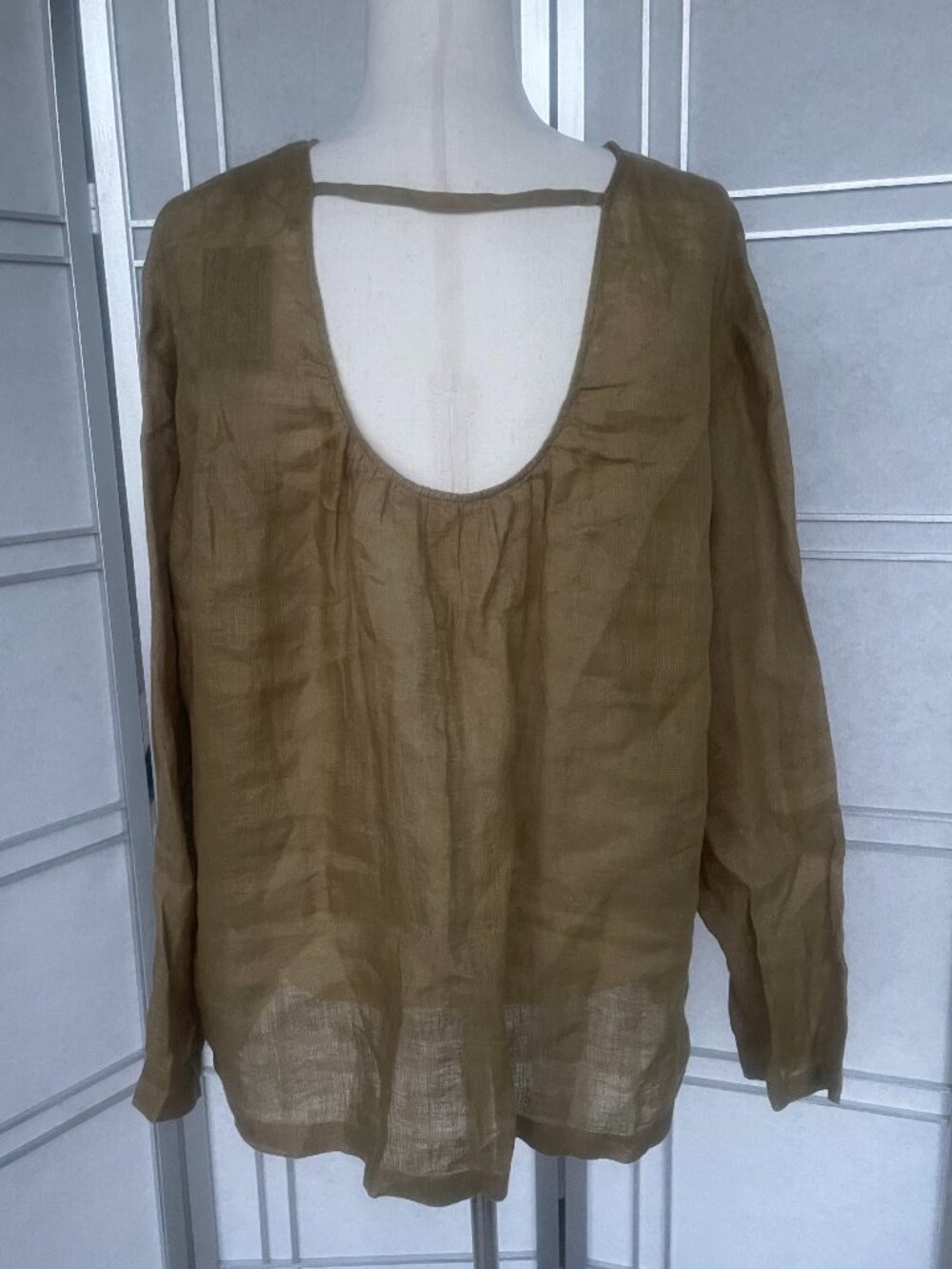 NWT Massimo Dutti Olive Green Linen Tunic sz L - Picture 3 of 8